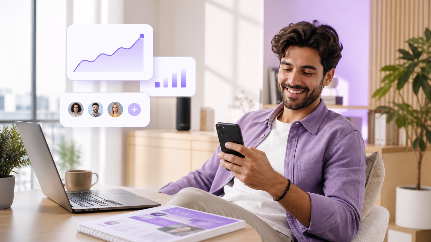 Creator reviewing audience growth on phone